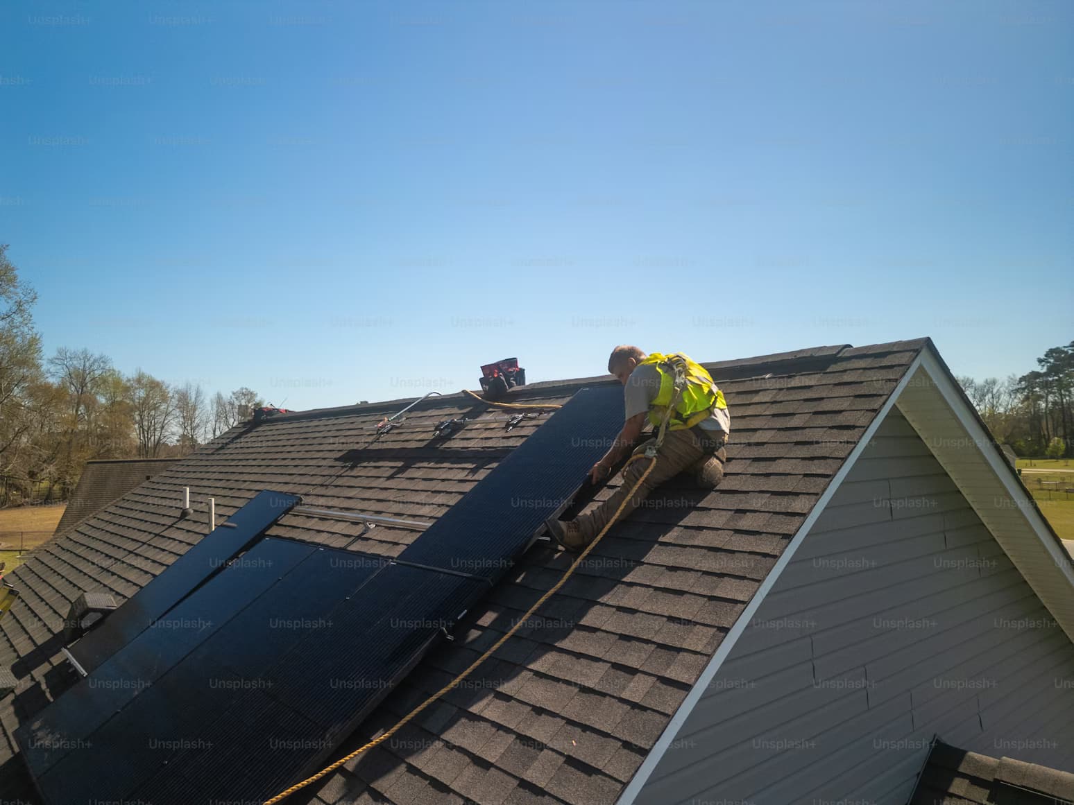 Completed roof installation on a residential home in Evansville